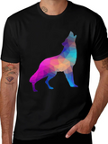 Geometric Wolf Graphic Tee - Black T-Shirt product image 1
