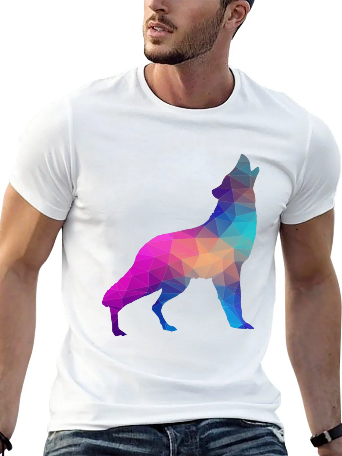 Geometric Wolf Graphic Tee - Black T-Shirt product image 10