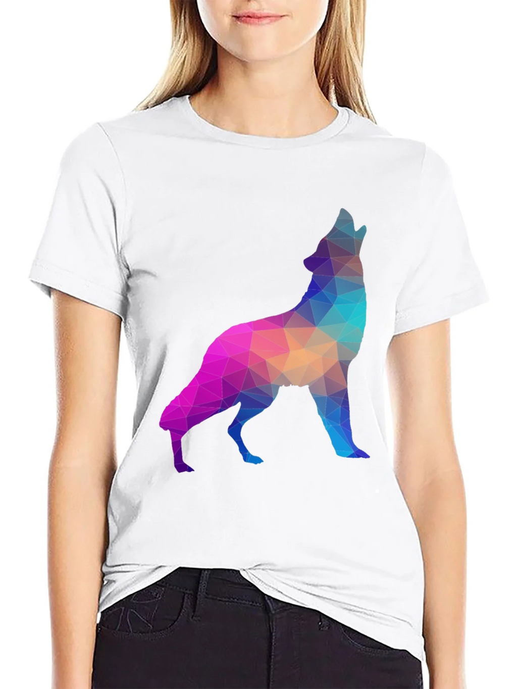 Geometric Wolf Graphic Tee - Black T-Shirt product image 6