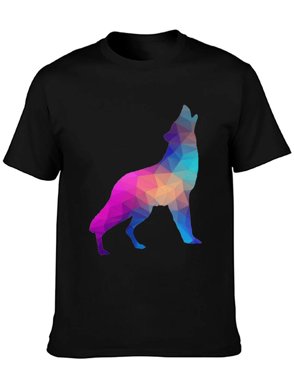 Geometric Wolf Graphic Tee - Black T-Shirt product image 2