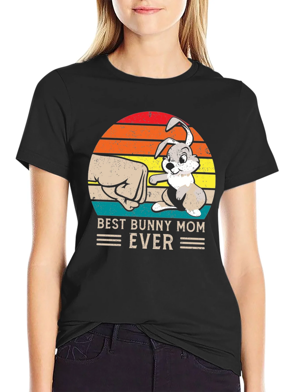 Best Bunny Mom Ever Black T-Shirt product image 1