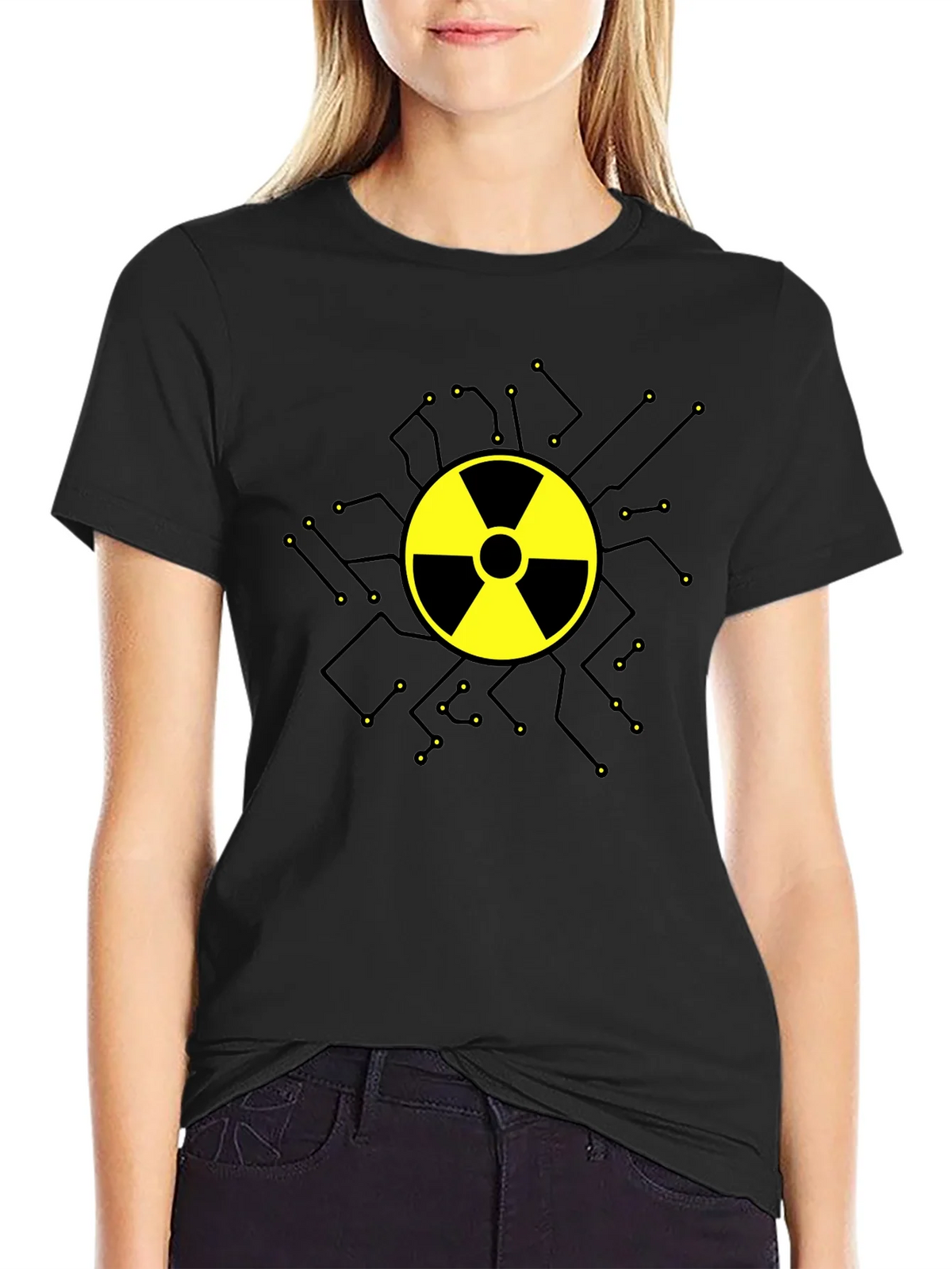 Radioactive Symbol Graphic T-Shirt - Black Cotton product image 2