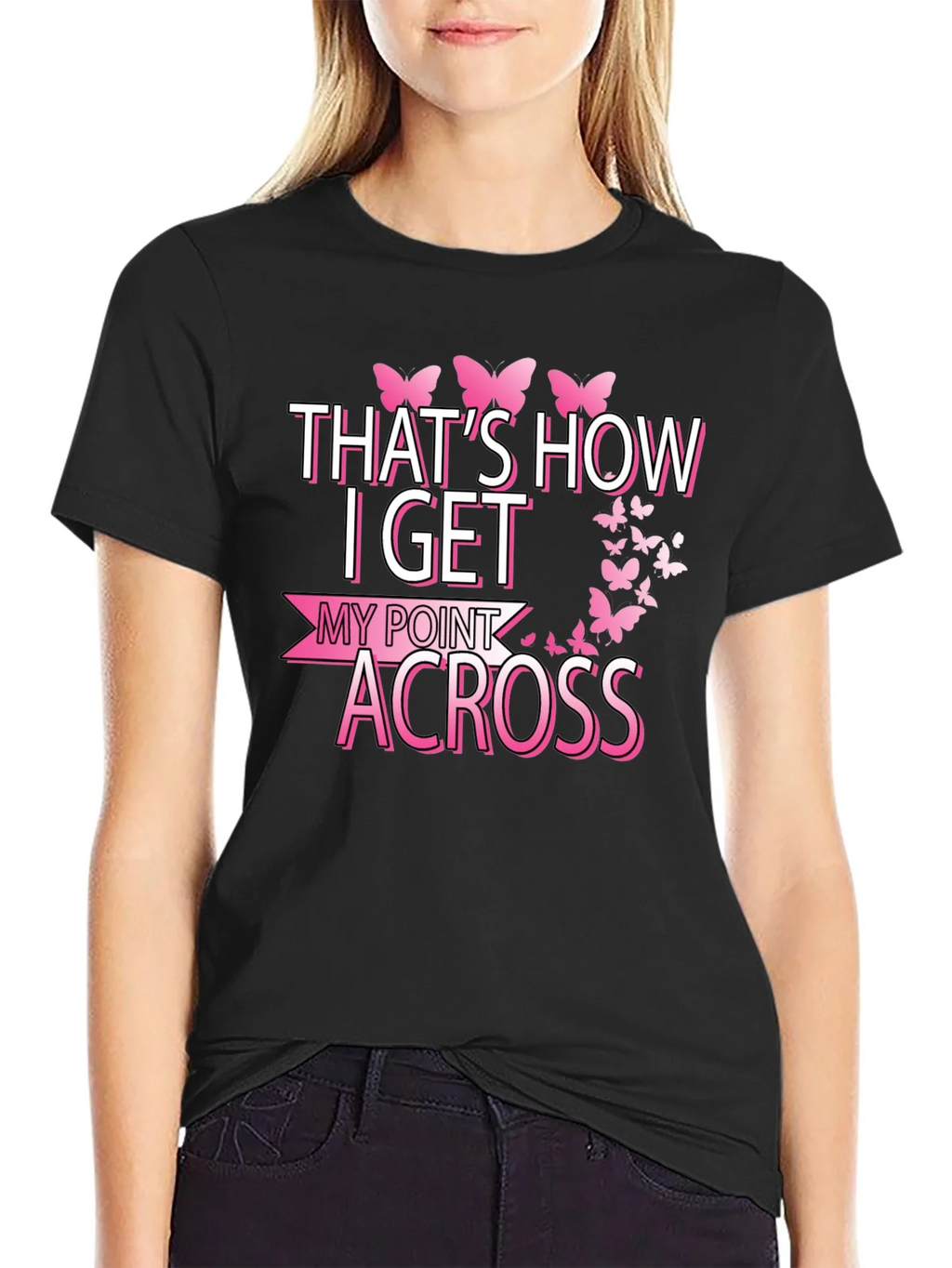 Butterfly Point Across Graphic Tee - Breast Cancer Awareness product image 2