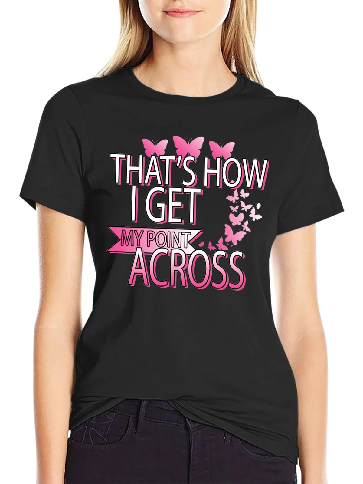 Butterfly Point Across Graphic Tee - Breast Cancer Awareness product image 2