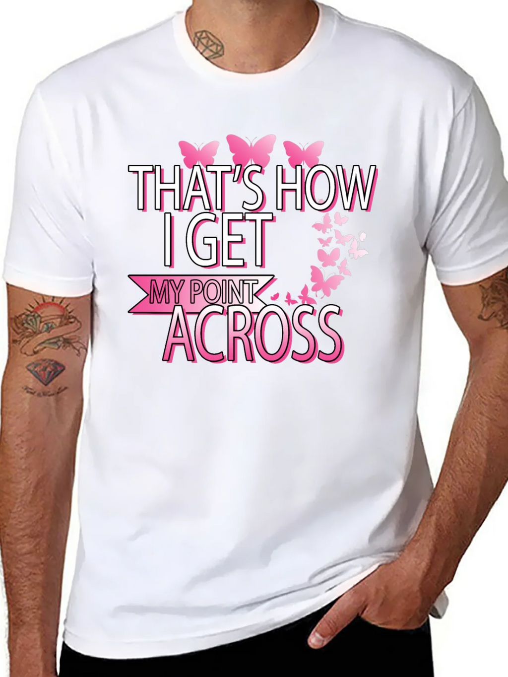 Butterfly Point Across Graphic Tee - Breast Cancer Awareness product image 7