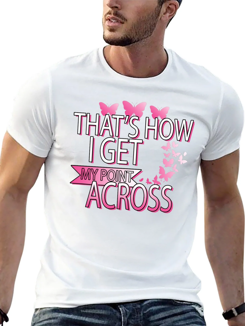 Butterfly Point Across Graphic Tee - Breast Cancer Awareness product image 12