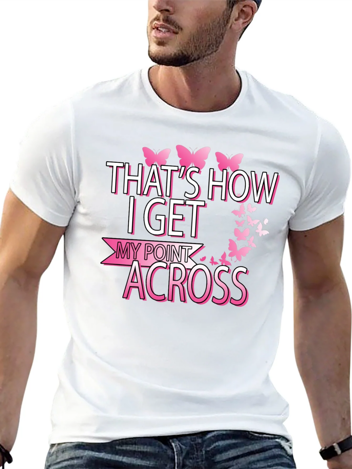 Butterfly Point Across Graphic Tee - Breast Cancer Awareness product image 12