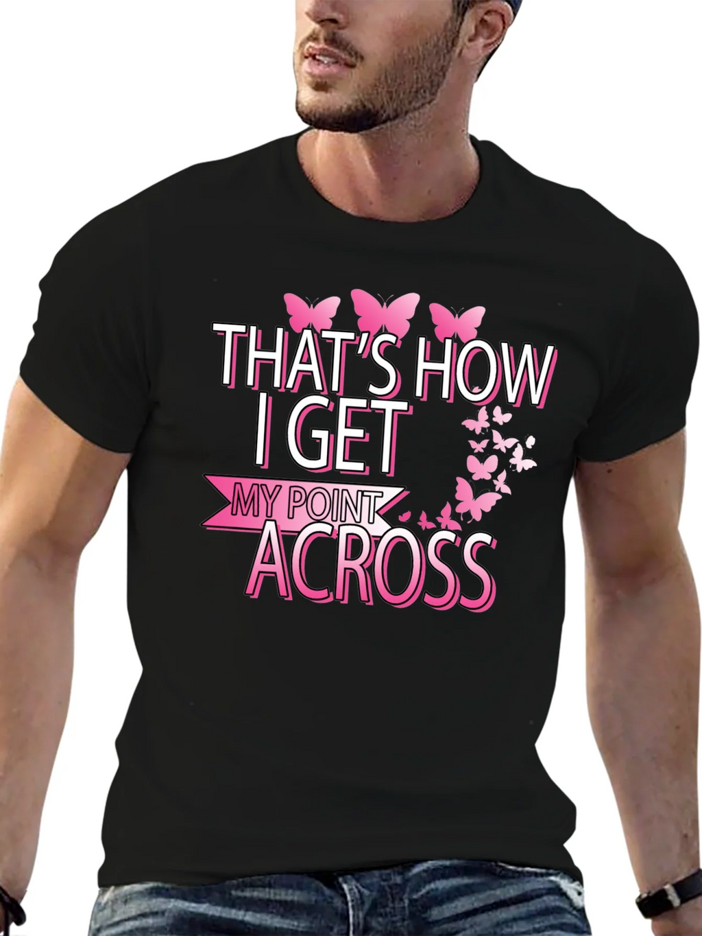 Butterfly Point Across Graphic Tee - Breast Cancer Awareness product image 6