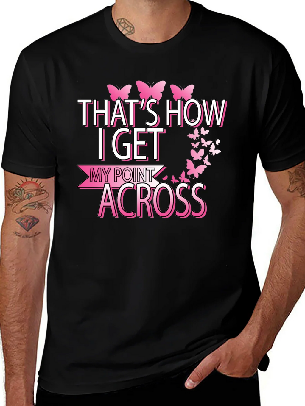 Butterfly Point Across Graphic Tee - Breast Cancer Awareness product image 1