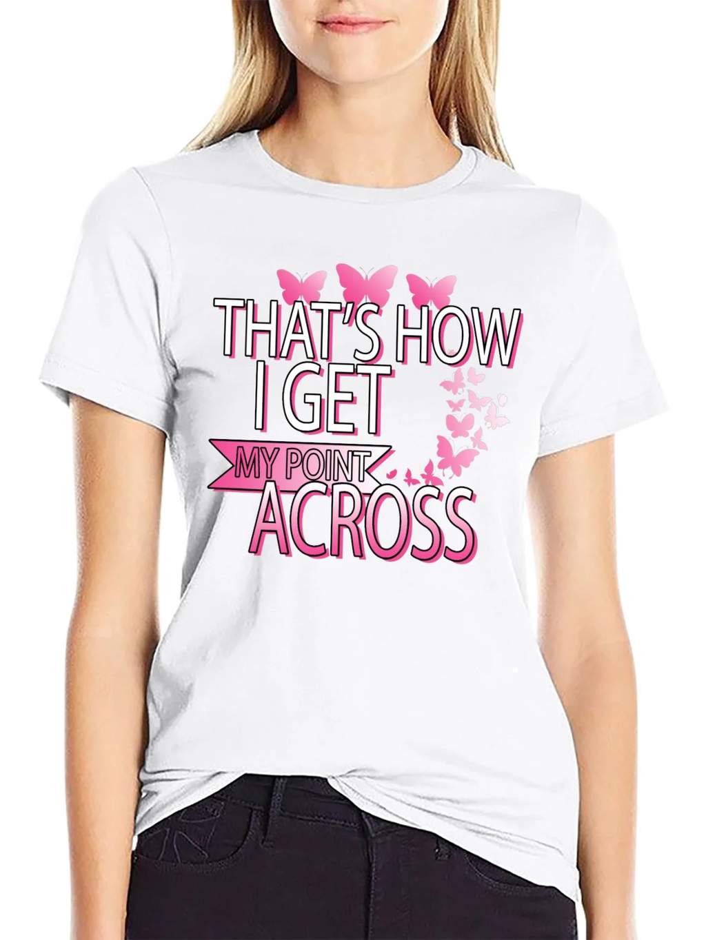 Butterfly Point Across Graphic Tee - Breast Cancer Awareness product image 8