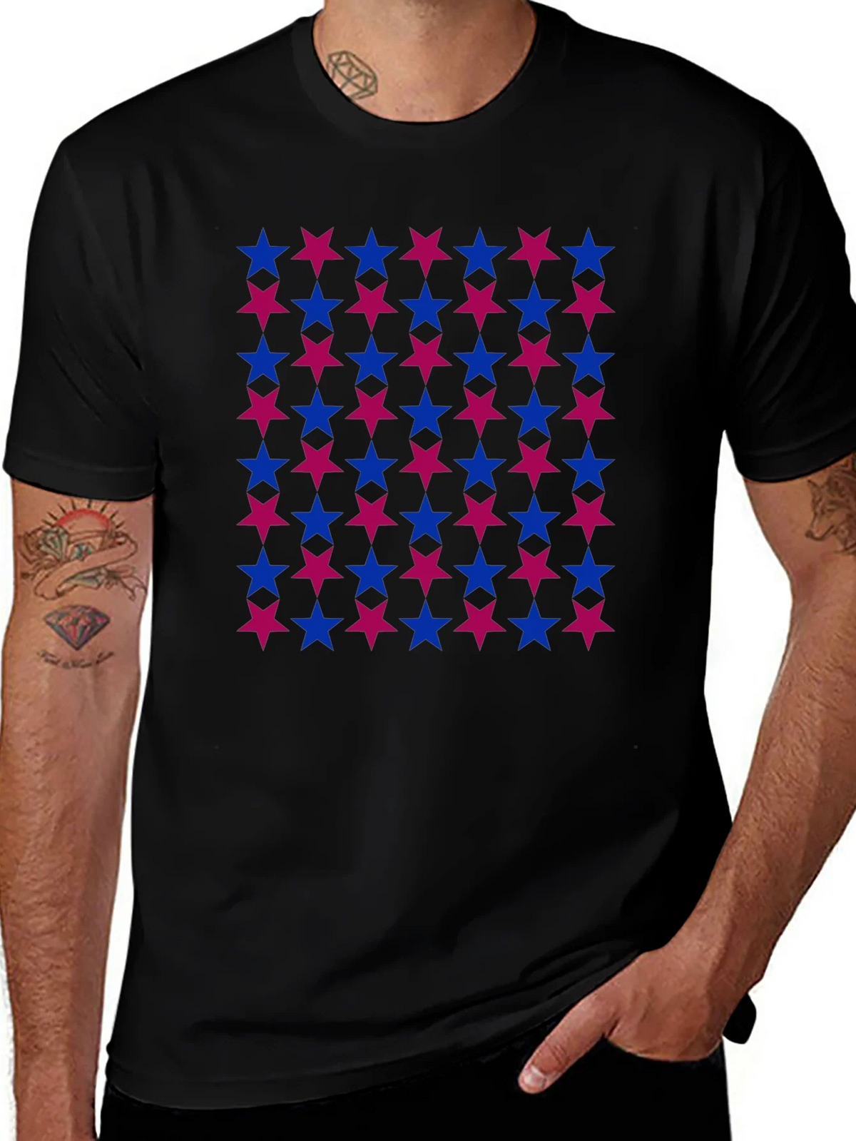 Bi Pride Stars T-Shirt - LGBTQ+ Apparel product image 1