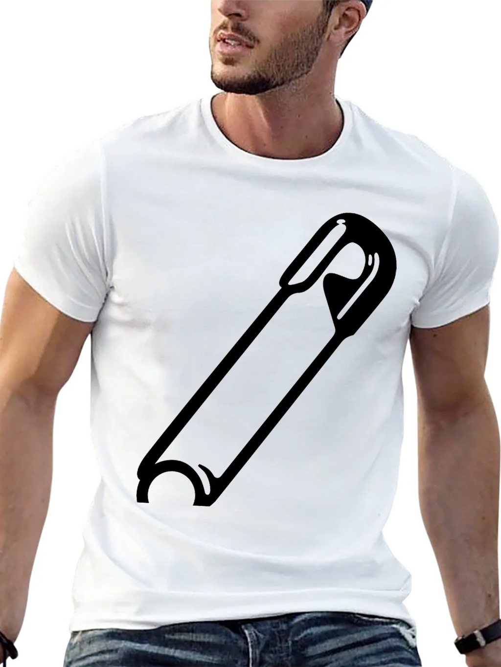 Safety Pin Graphic Black T-Shirt product image 3