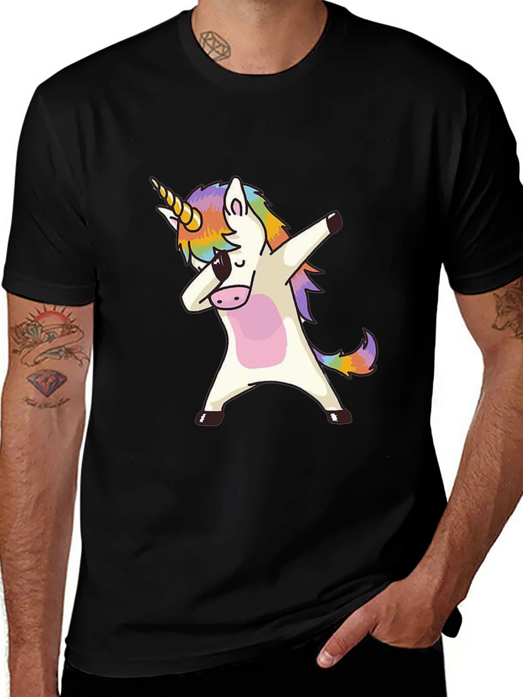 Dabbing Unicorn Graphic Tee - Black product image 1