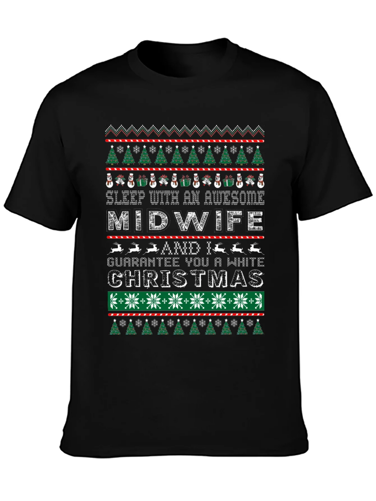 Awesome Midwife White Christmas Graphic T-Shirt product image 1