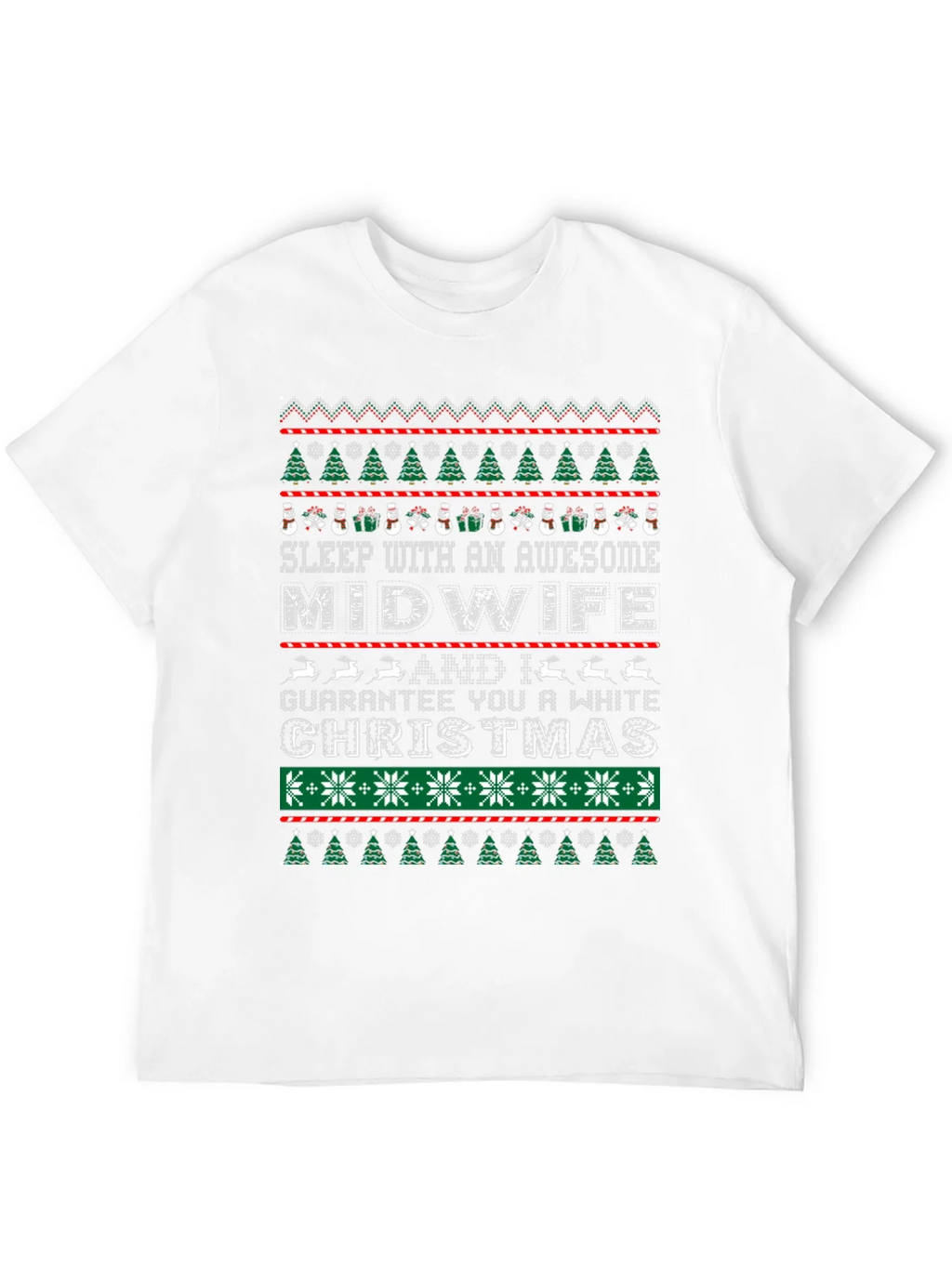 Awesome Midwife White Christmas Graphic T-Shirt product image 2