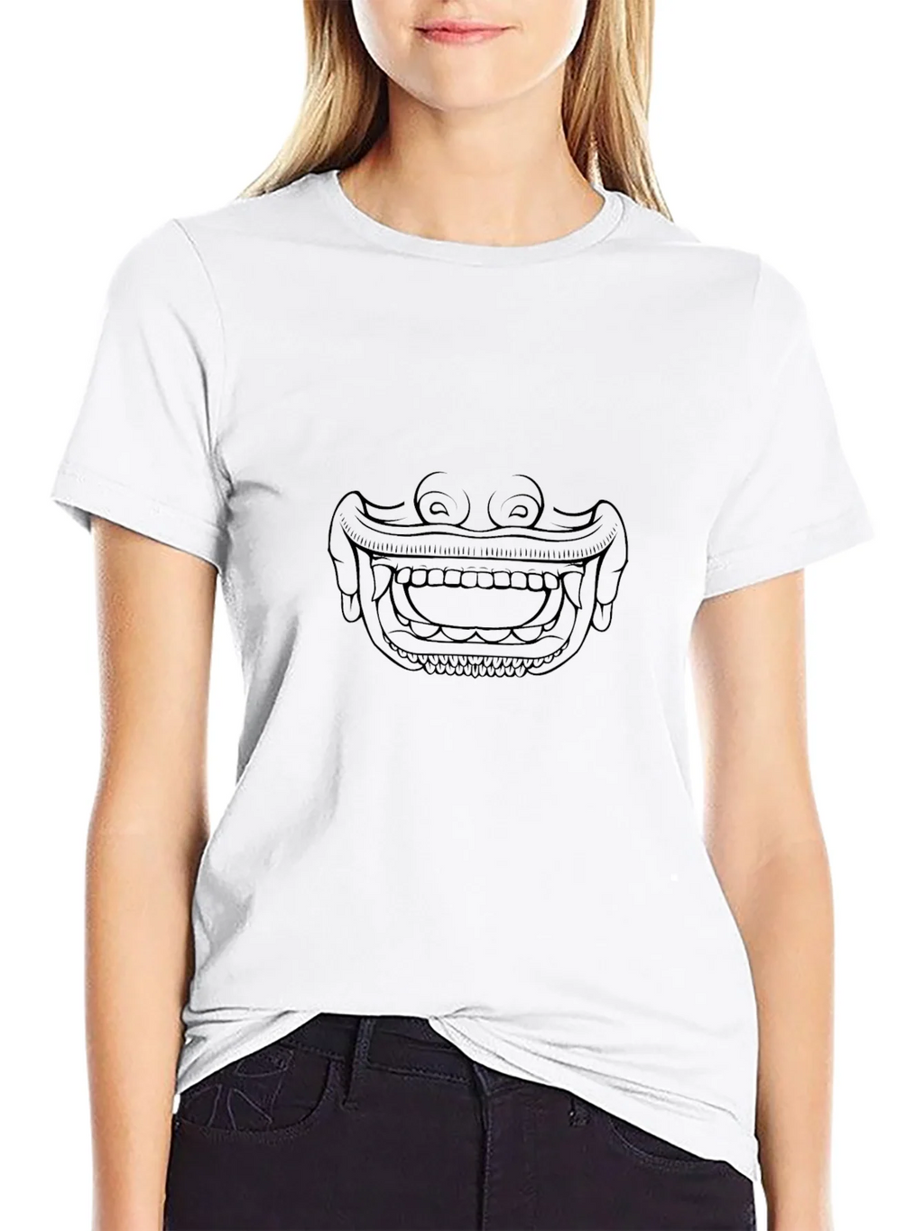Line Art Mask Graphic Tee - Black Casual Shirt product image 6