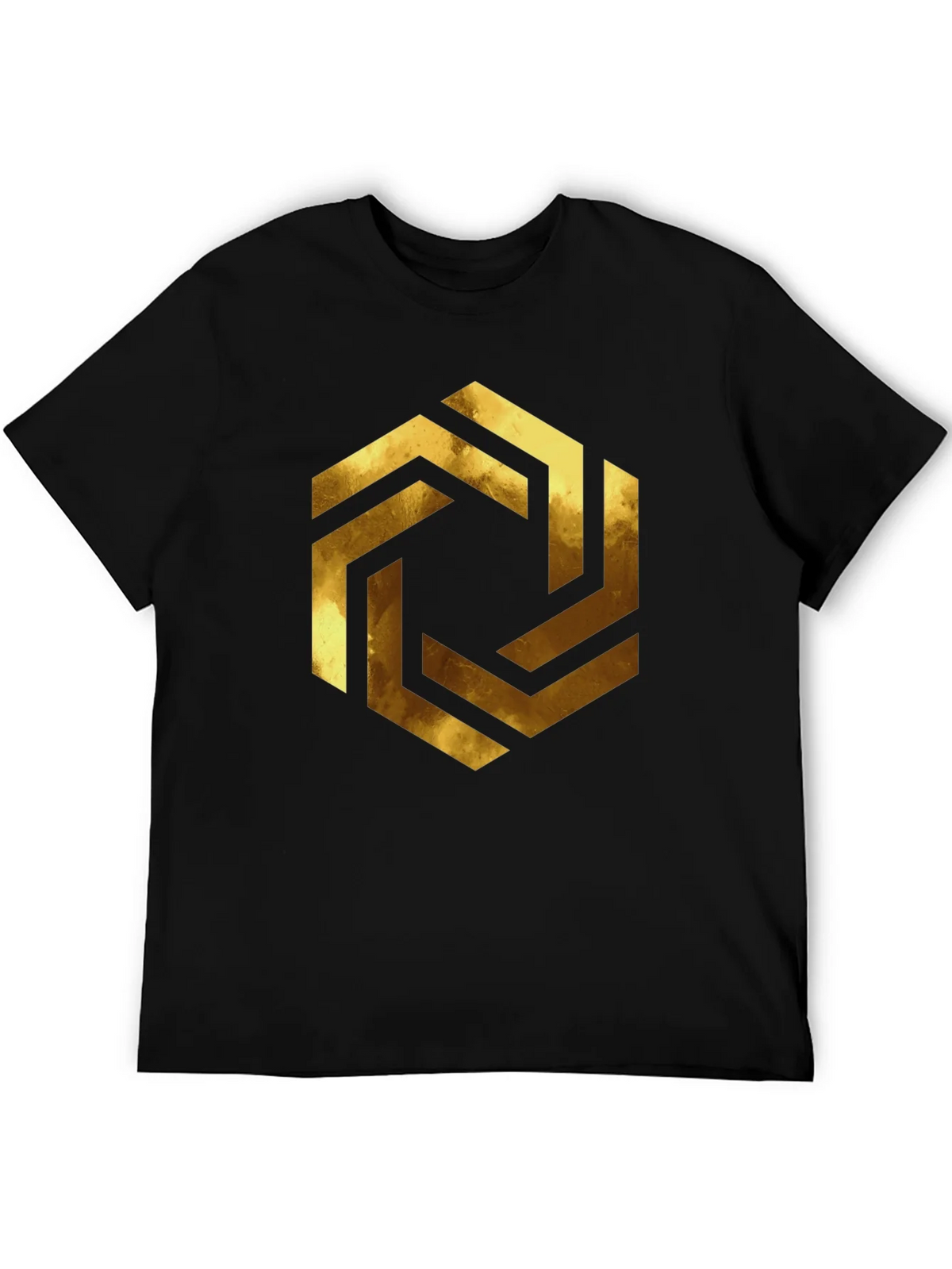 Abstract Geometric Gold Design Black T-Shirt product image 5