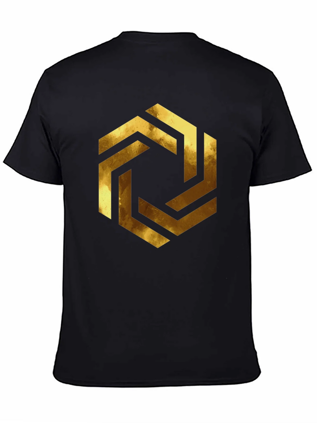 Abstract Geometric Gold Design Black T-Shirt product image 4