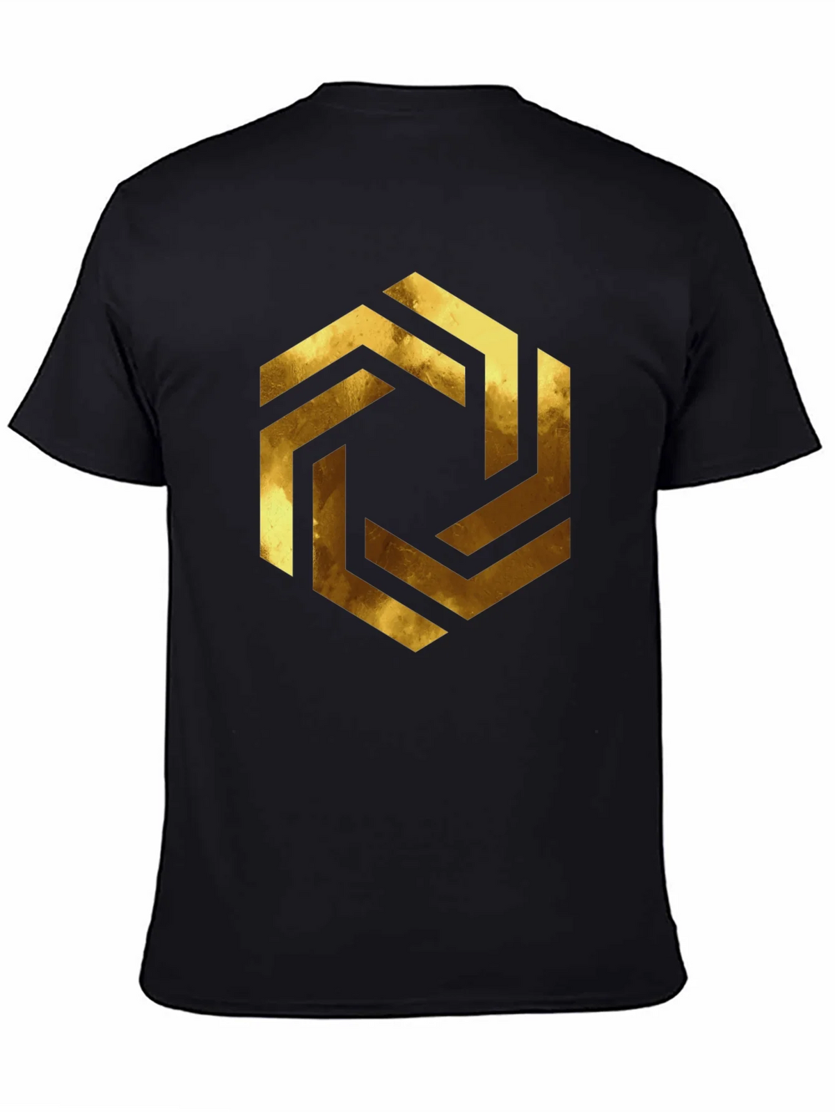 Abstract Geometric Gold Design Black T-Shirt product image 4