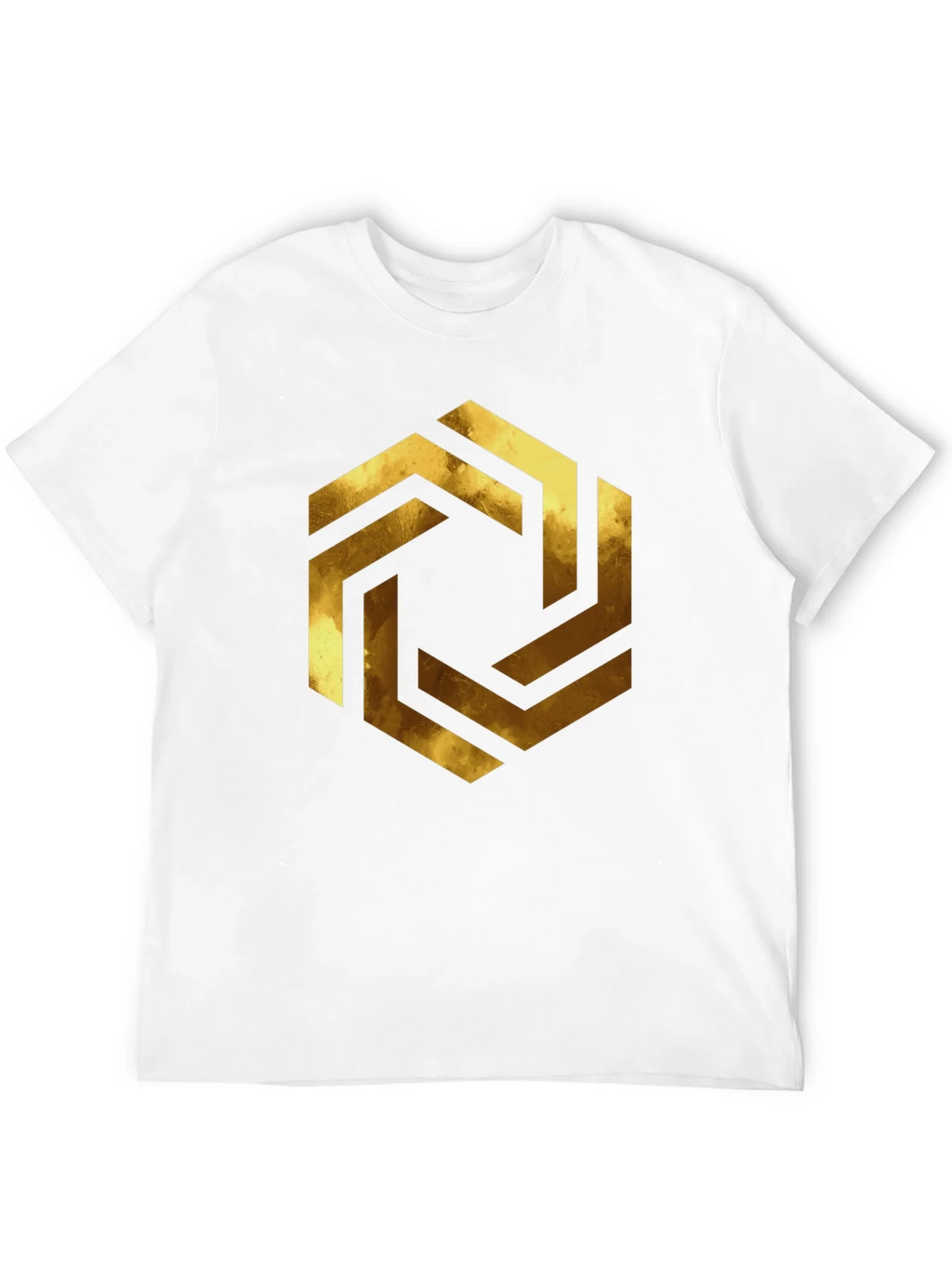 Abstract Geometric Gold Design Black T-Shirt product image 11