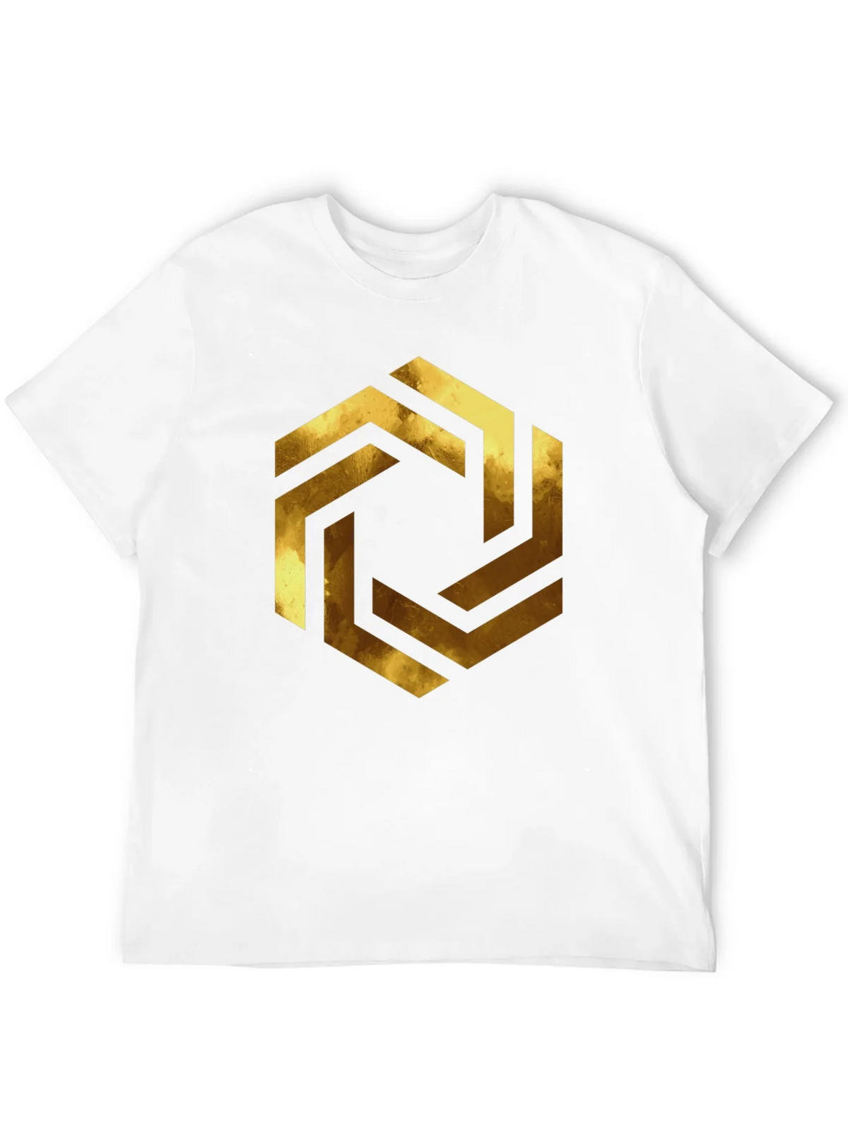 Abstract Geometric Gold Design Black T-Shirt product image 11