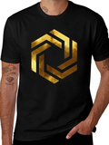 Abstract Geometric Gold Design Black T-Shirt product image 1