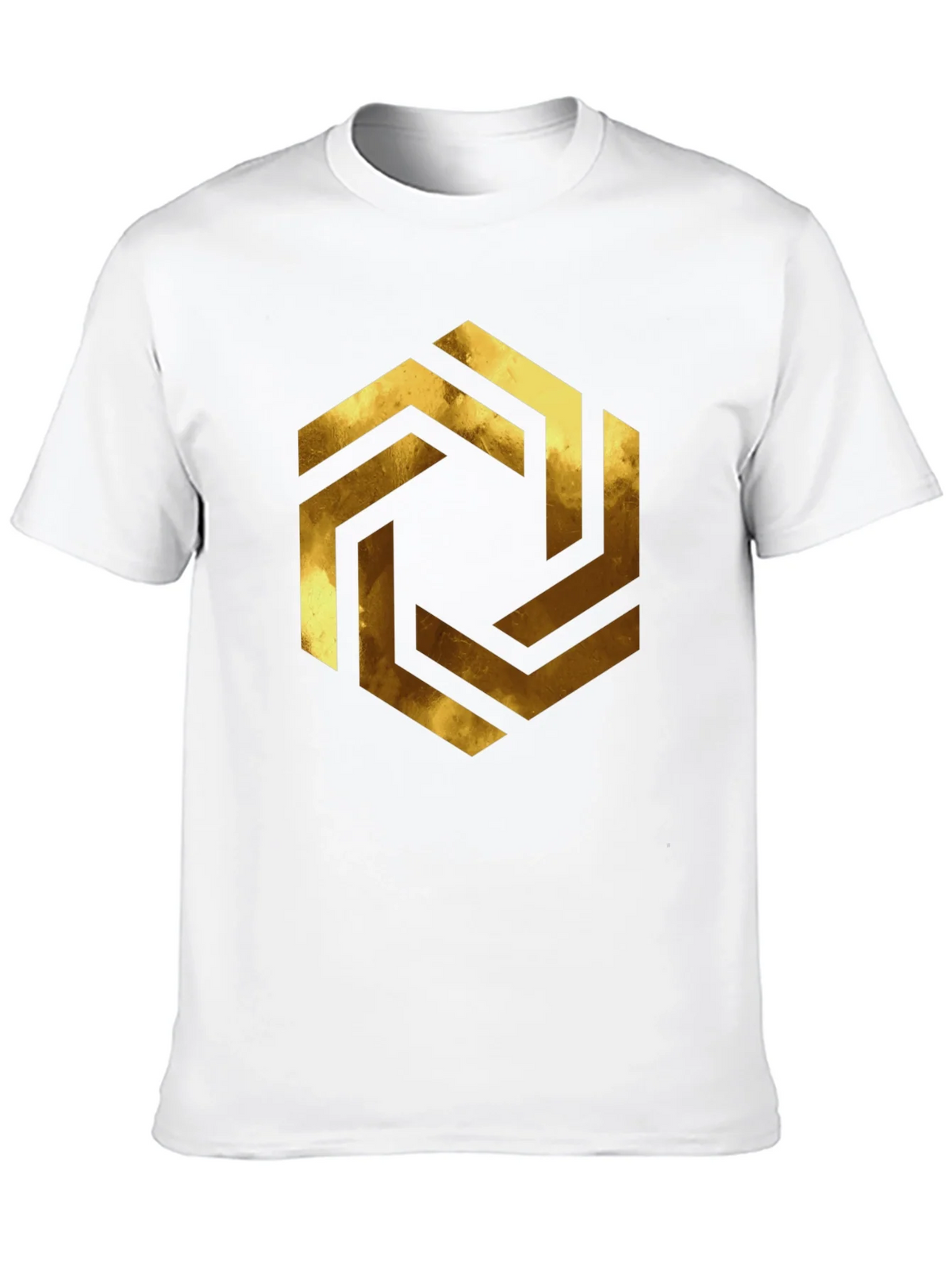 Abstract Geometric Gold Design Black T-Shirt product image 9