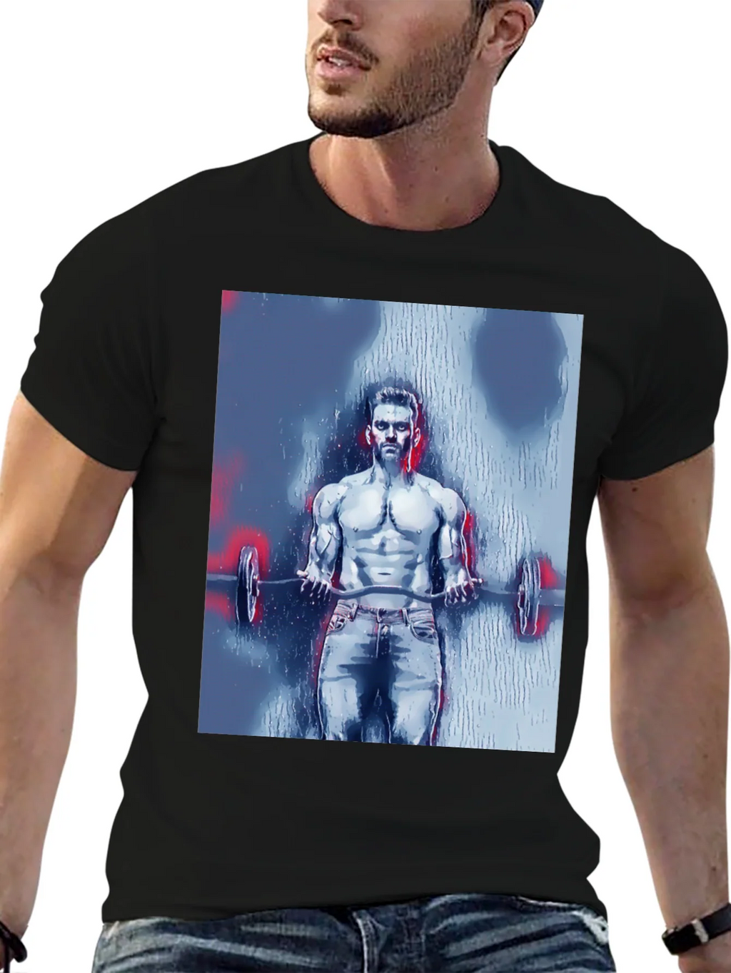 Mens Bodybuilder Graphic Tee - Black product image 6