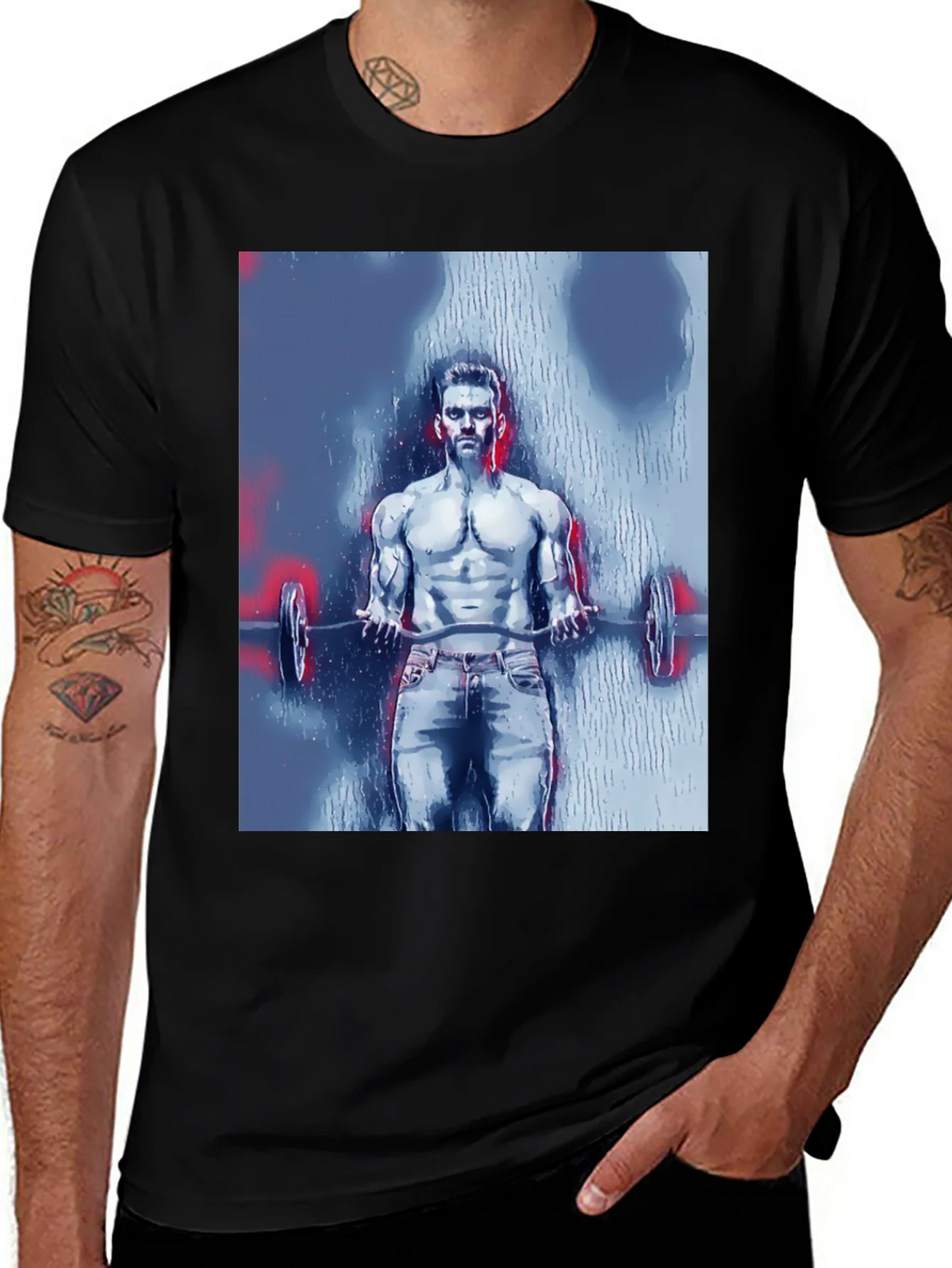 Mens Bodybuilder Graphic Tee - Black product image 1