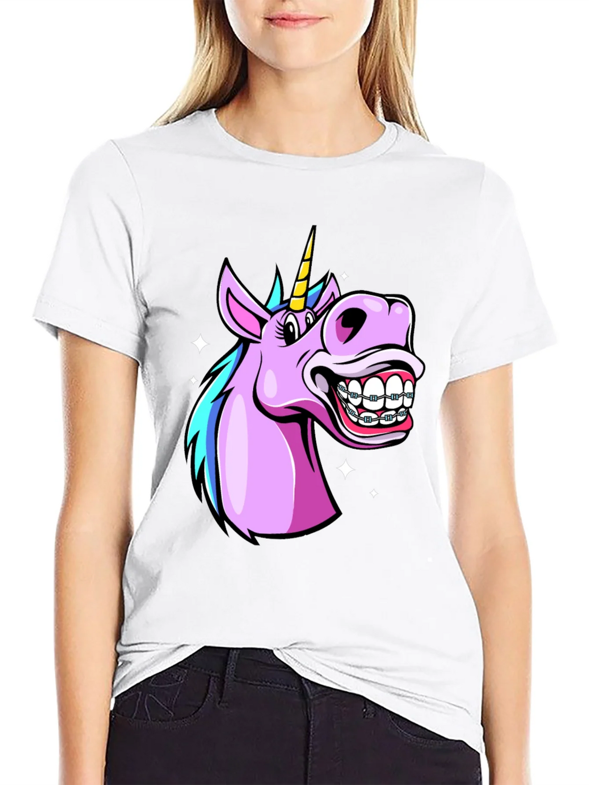 Unicorn Braces Graphic Tee - Funny Cartoon T-Shirt product image 8