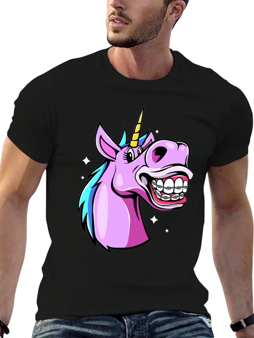 Unicorn Braces Graphic Tee - Funny Cartoon T-Shirt product image 6