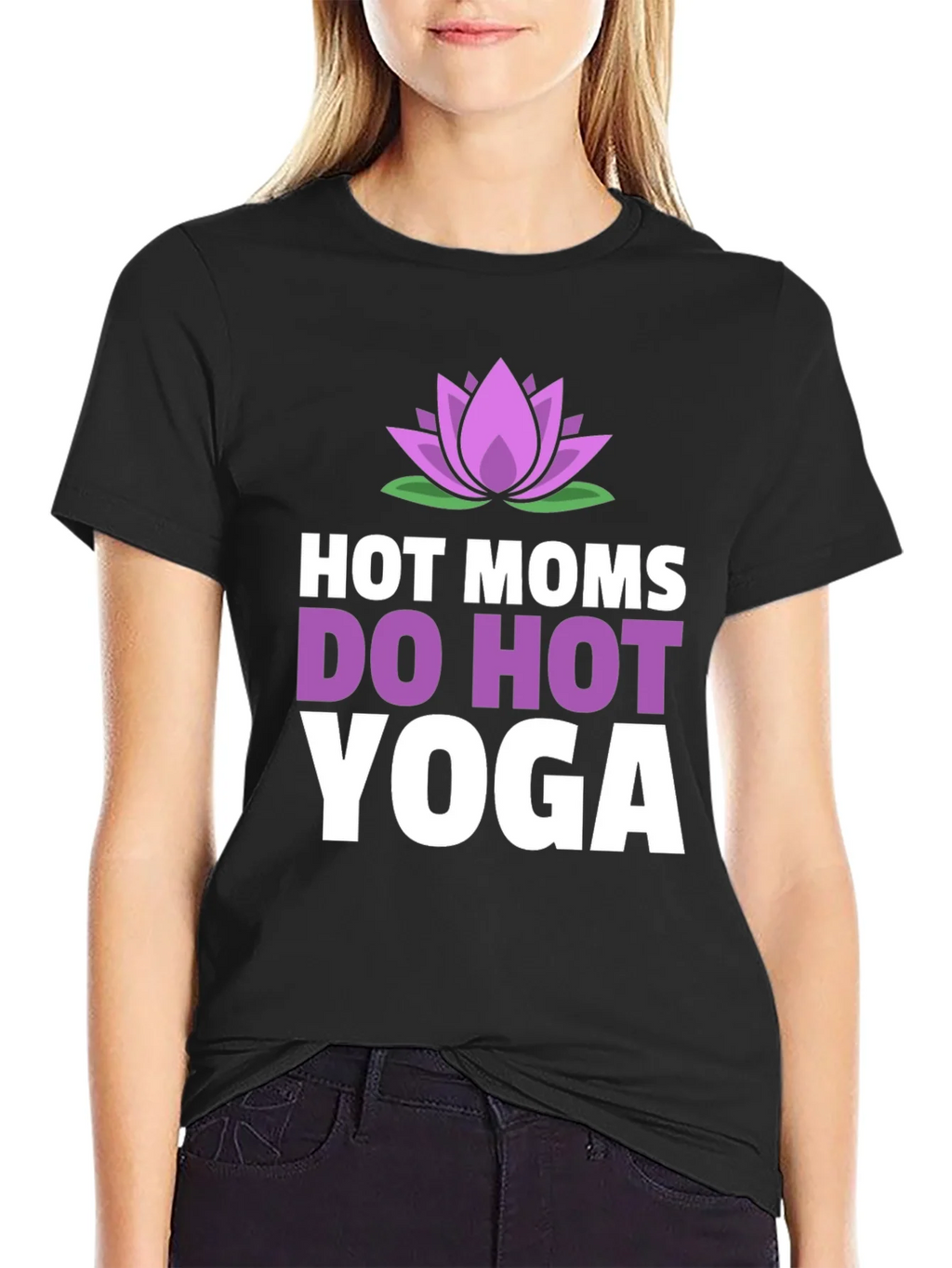 Hot Moms Do Yoga T-Shirt - Lotus Flower Design product image 2