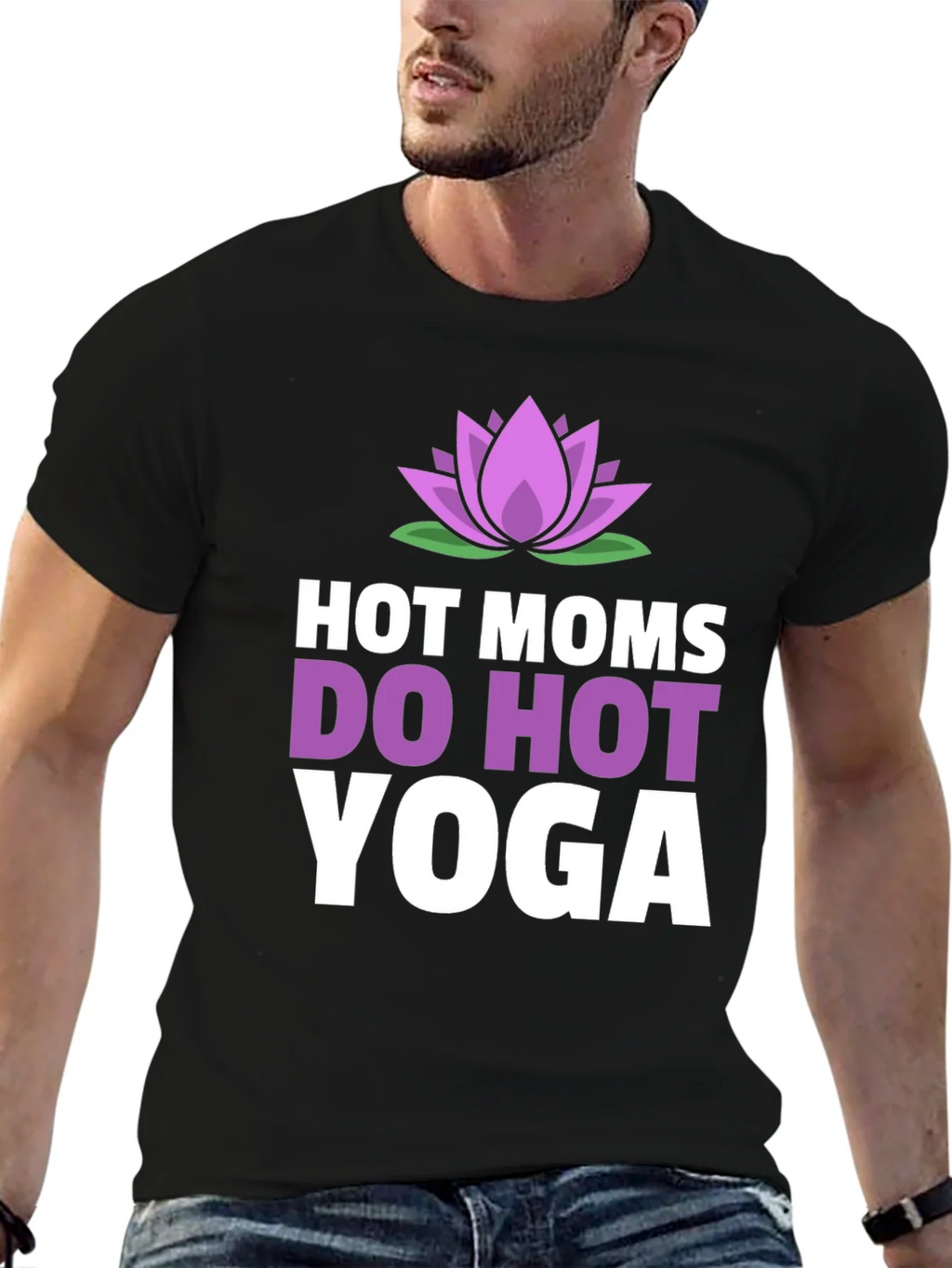 Hot Moms Do Yoga T-Shirt - Lotus Flower Design product image 5