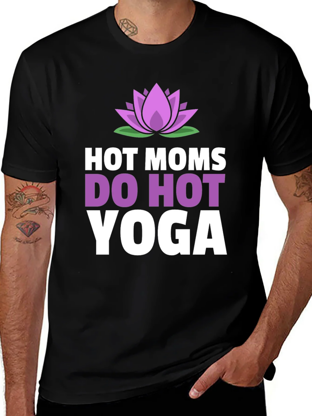 Hot Moms Do Yoga T-Shirt - Lotus Flower Design product image 1