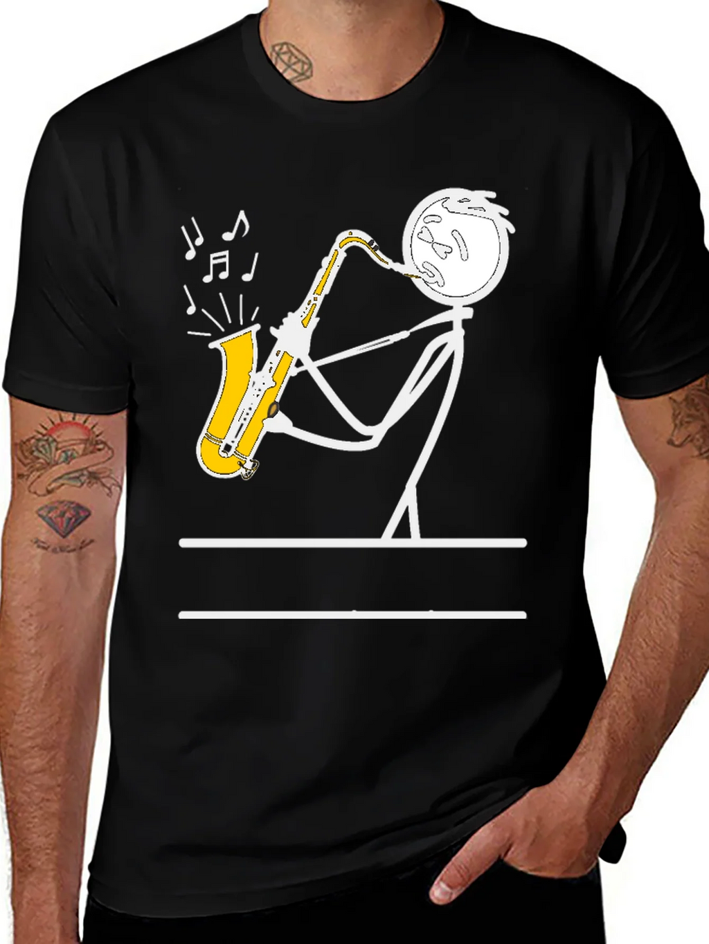 Saxophone Player Stick Figure Graphic Tee product image 1