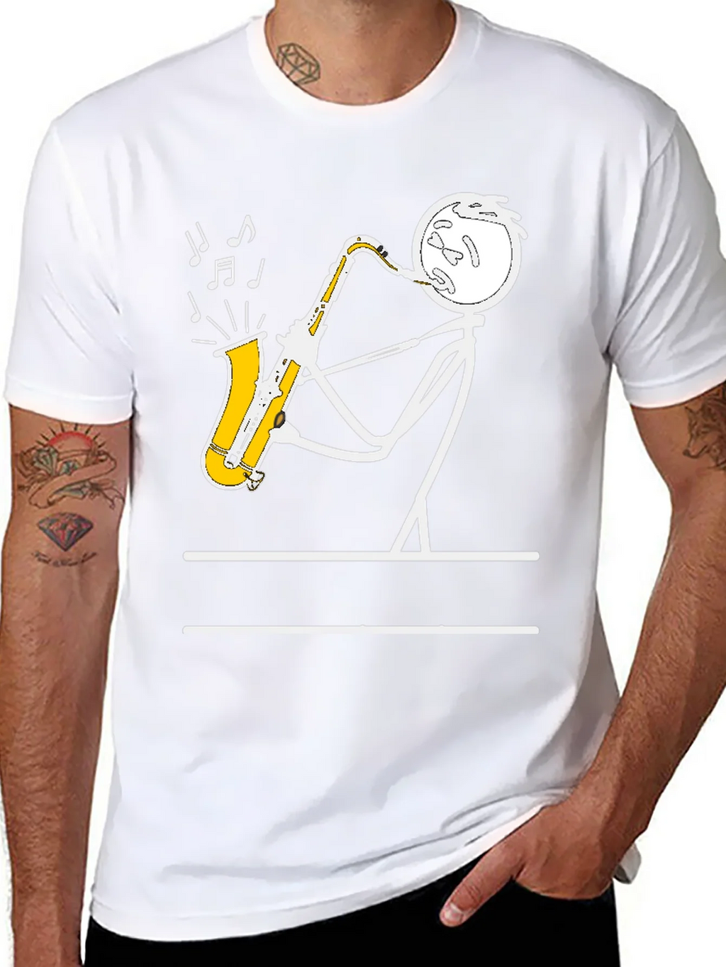 Saxophone Player Stick Figure Graphic Tee product image 7