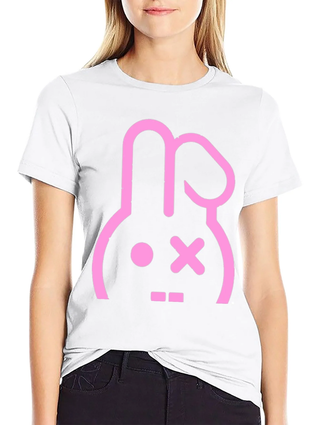 Black T-Shirt with Pink Bunny Graphic product image 8