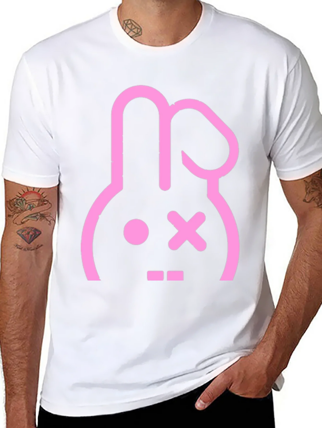 Black T-Shirt with Pink Bunny Graphic product image 7