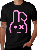 Black T-Shirt with Pink Bunny Graphic product image 1