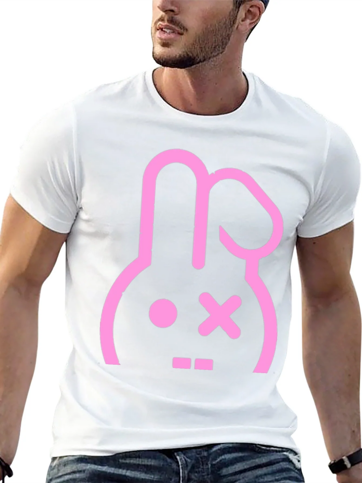 Black T-Shirt with Pink Bunny Graphic product image 12