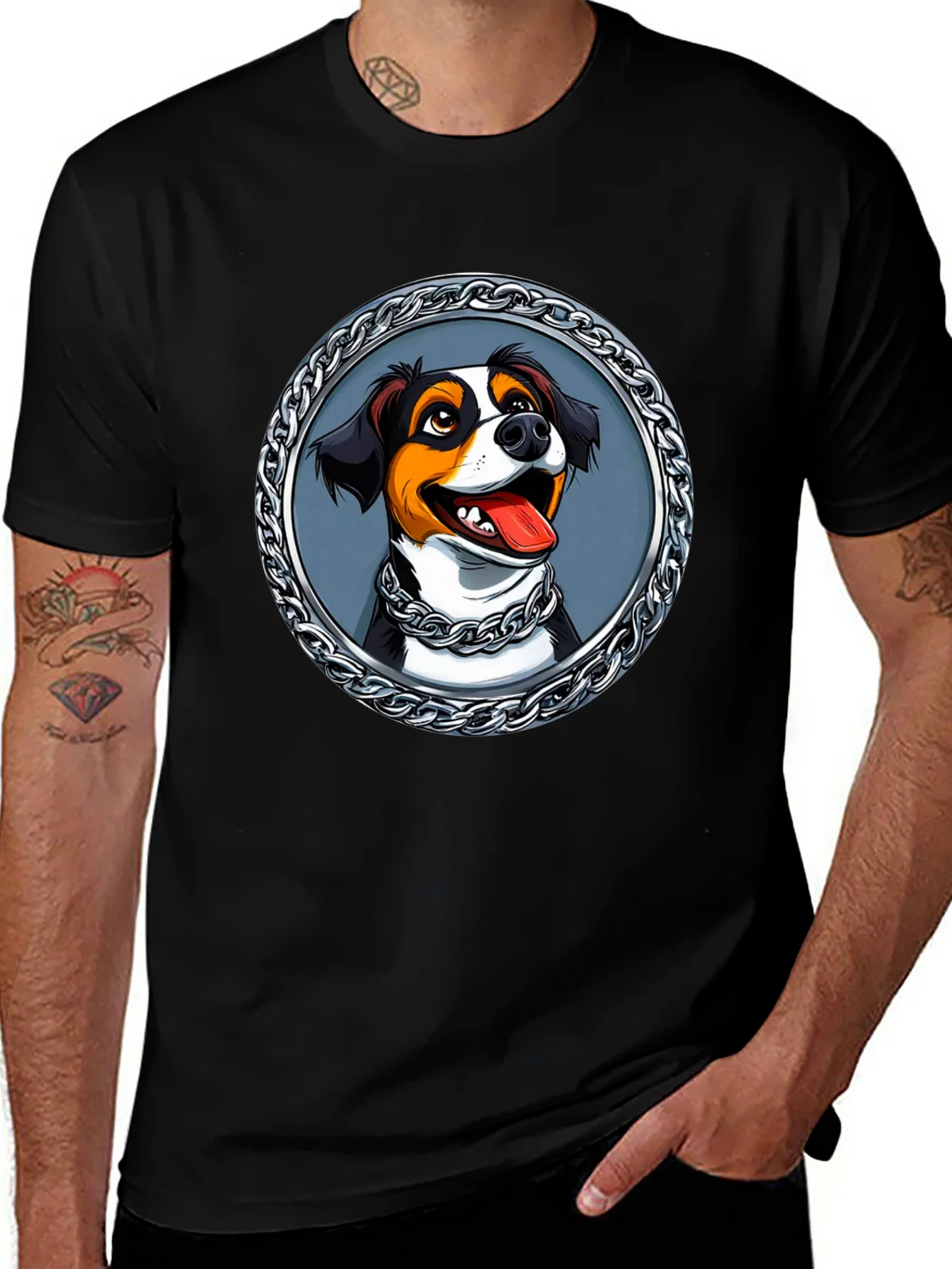 Dog Portrait T-Shirt - Chain Frame Design product image 1