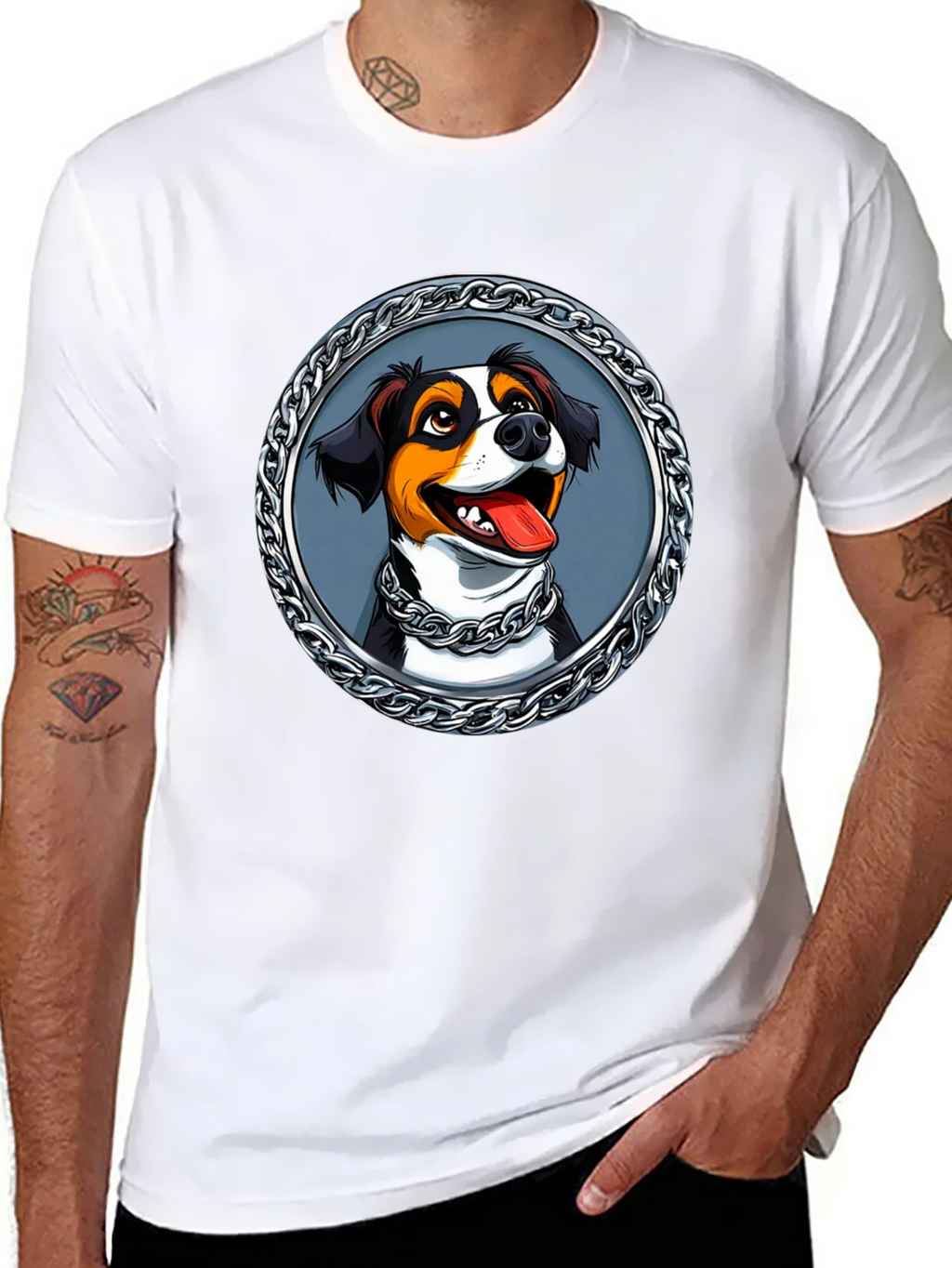 Dog Portrait T-Shirt - Chain Frame Design product image 7
