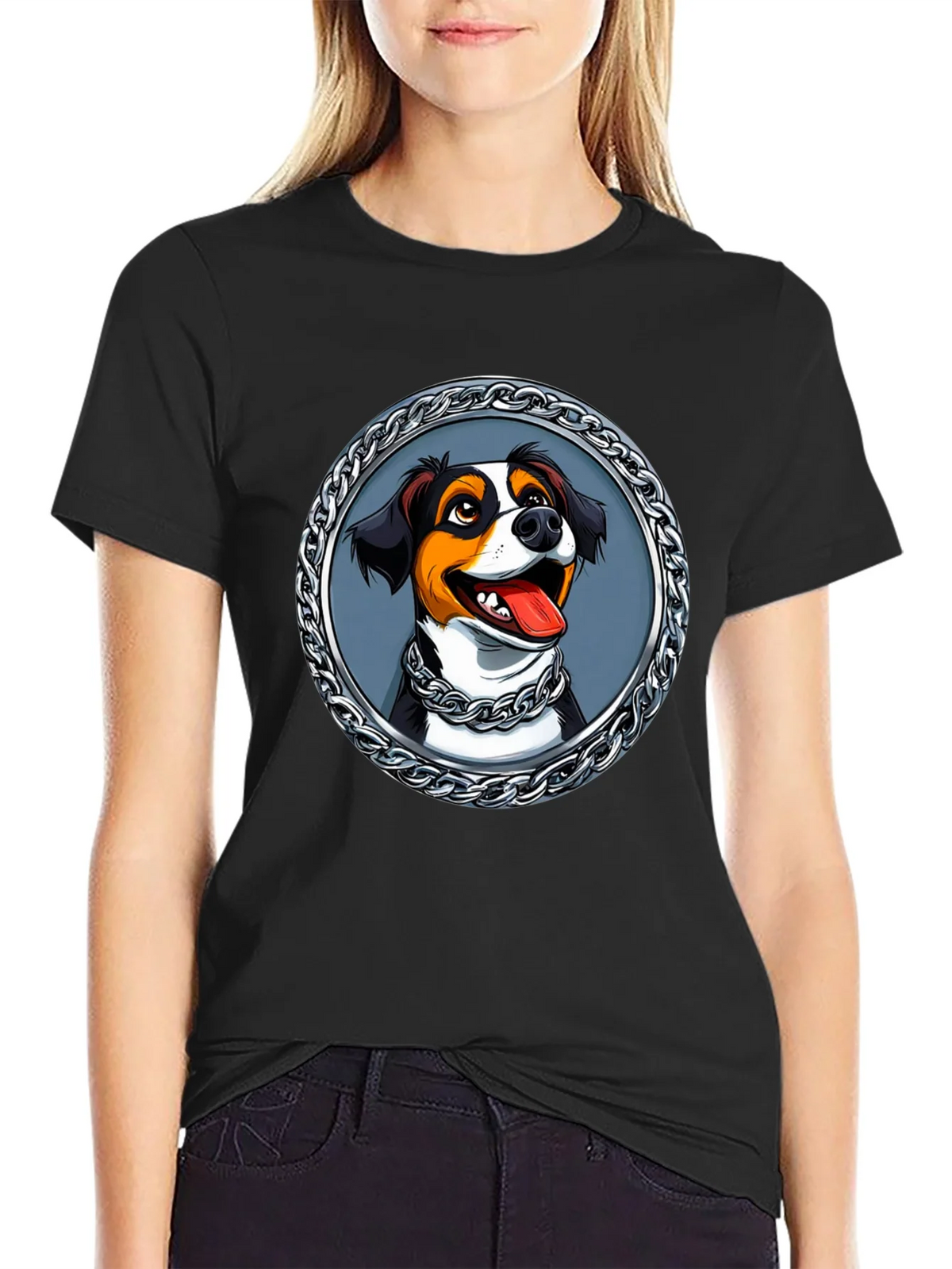 Dog Portrait T-Shirt - Chain Frame Design product image 2