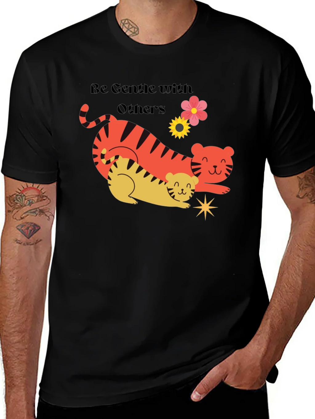 Gentle Tigers Graphic Tee - Soft Black Shirt product image 1