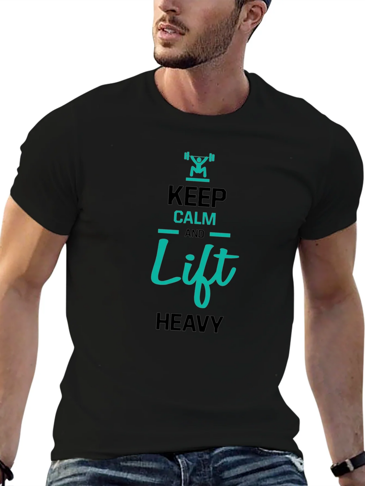 Keep Calm and Lift Heavy Graphic T-Shirt product image 5