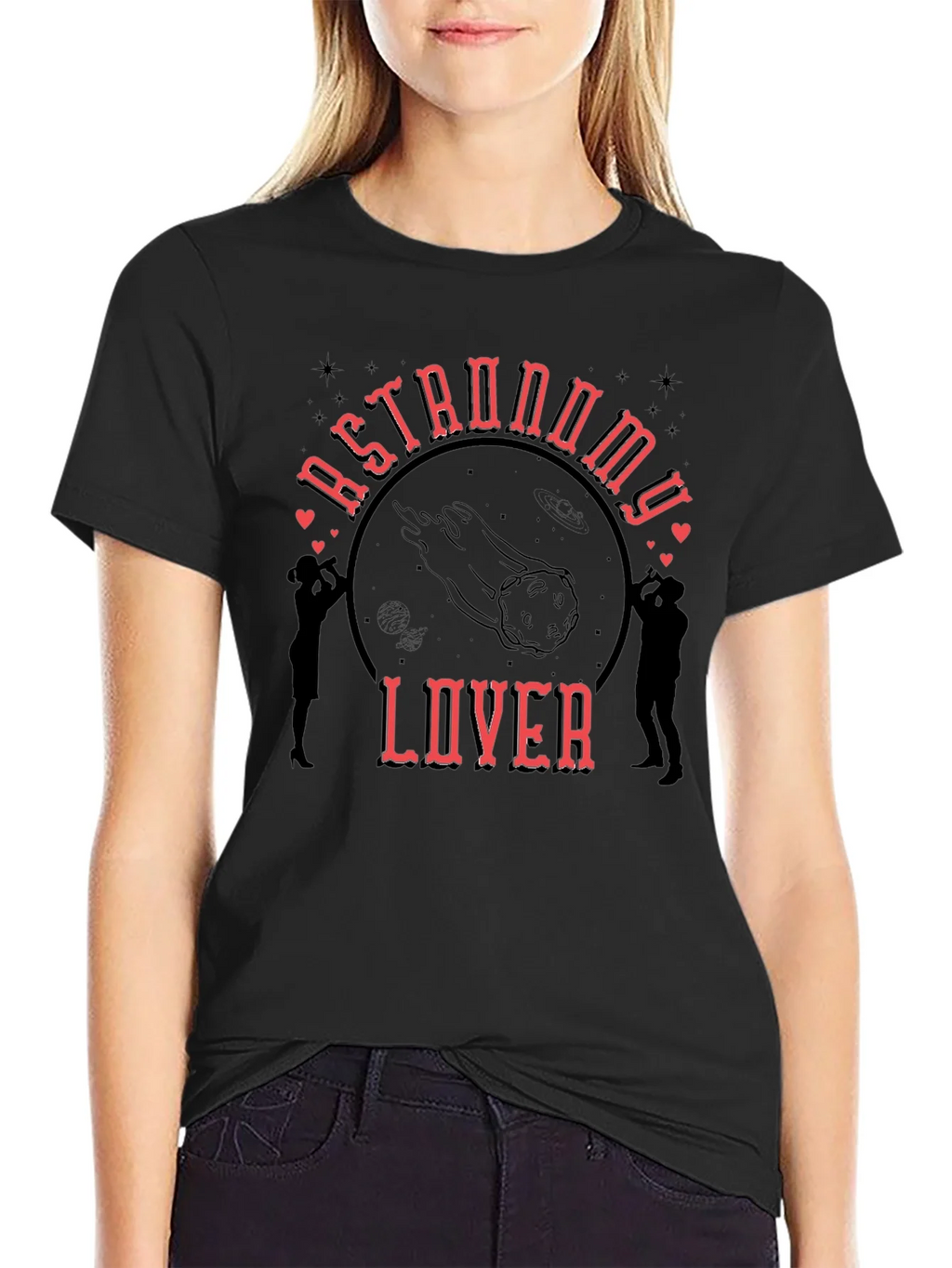 Astronomy Lover Graphic Tee - Black Cotton T-Shirt product image 1