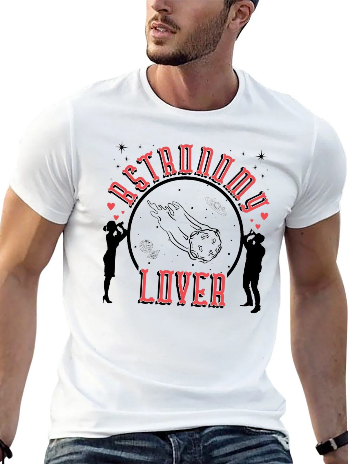 Astronomy Lover Graphic Tee - Black Cotton T-Shirt product image 6