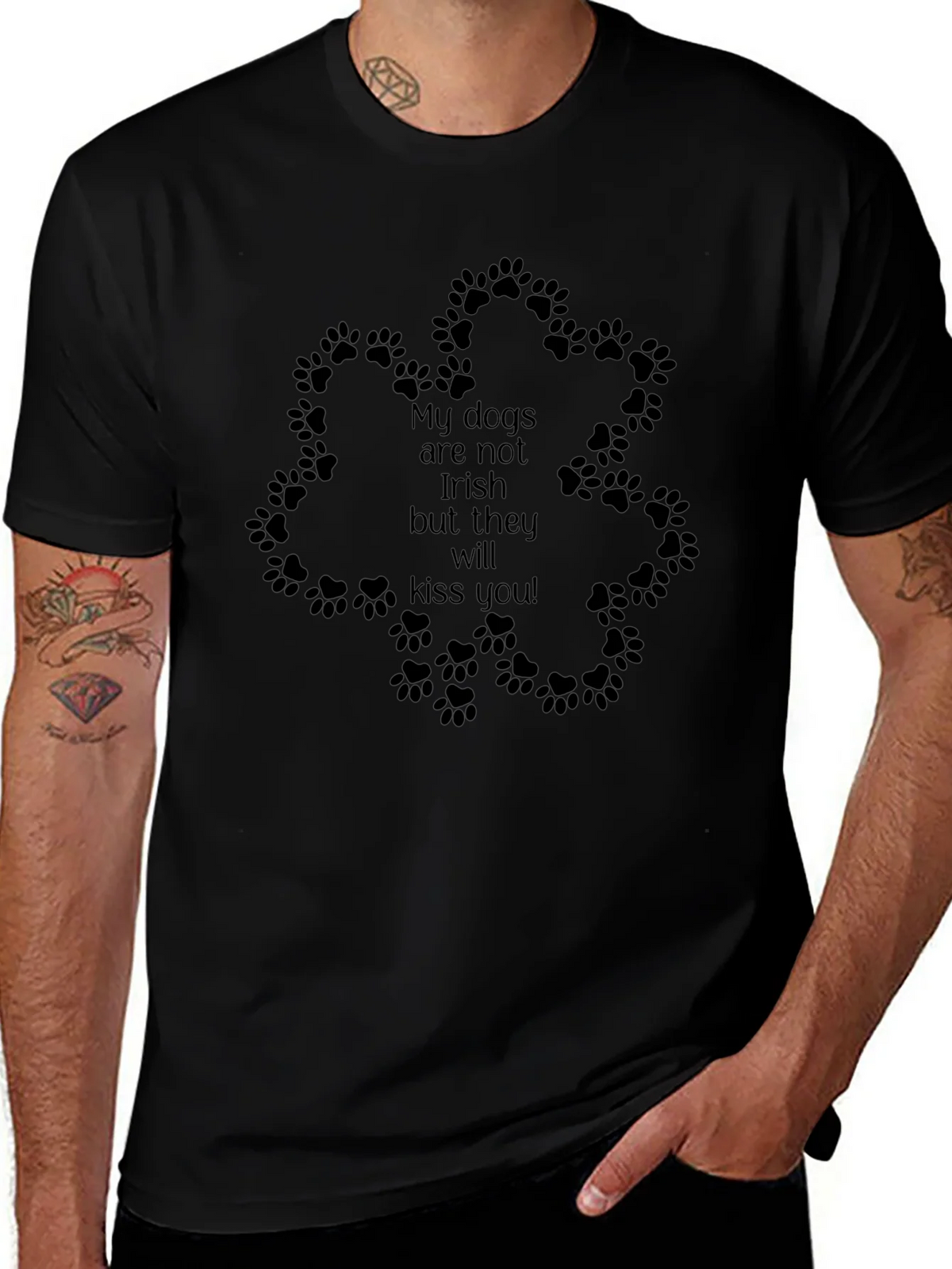 Irish Kiss Dog Paw T-Shirt - Black product image 1