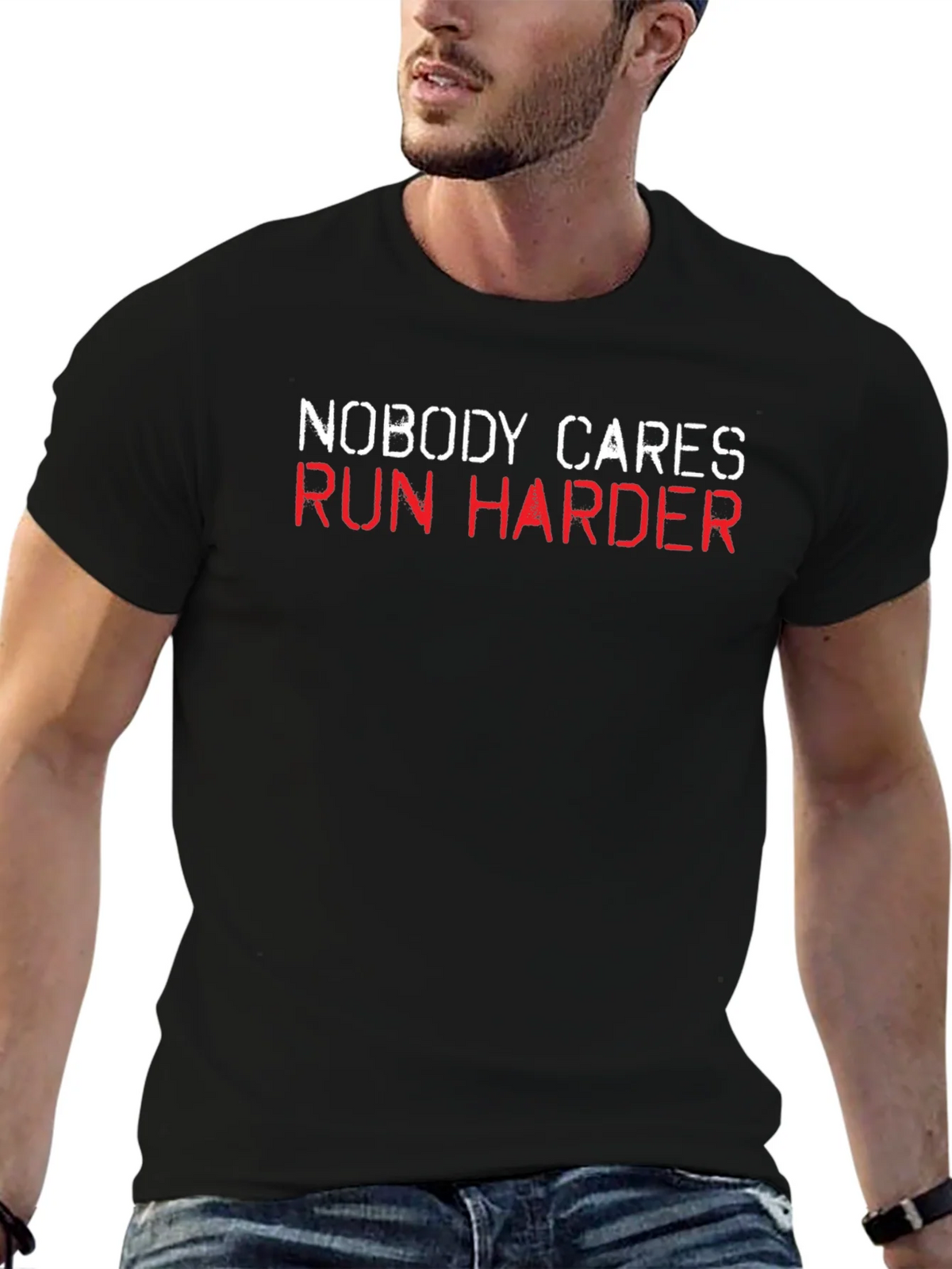 Nobody Cares Run Harder Black T-Shirt product image 4