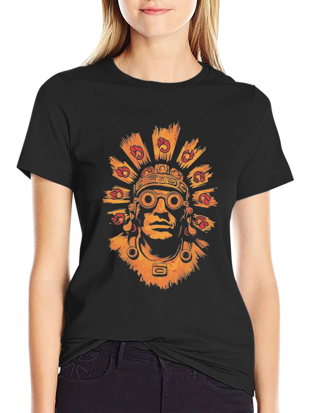 Aztec Warrior Graphic Tee - Stylish Black T-Shirt product image 2